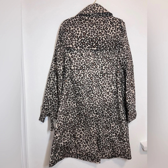 NWT Dennis Basso Animal Print Leopard Trench Coat Brown M - Picture 9 of 10